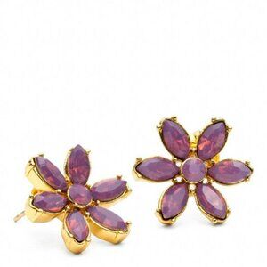 COACH faceted flower purple and gold floral earrings